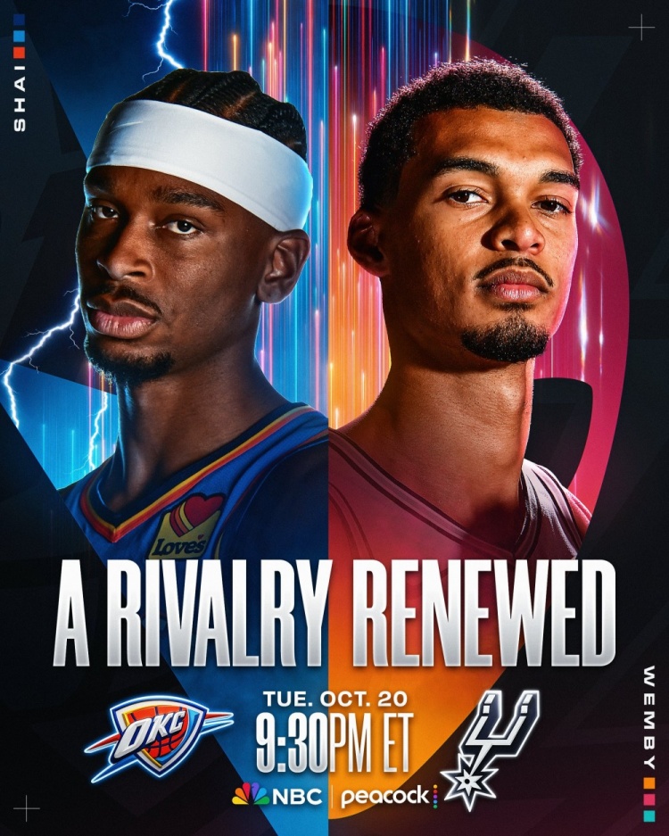 NBA官方认证宿敌 雷霆马刺揭幕战MVP对位DPOY