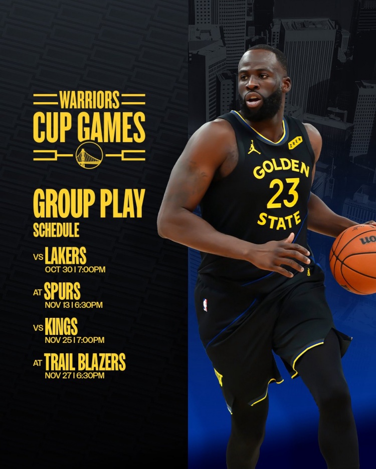 勇士NBA杯小组赛赛程出炉 首战主场对湖人