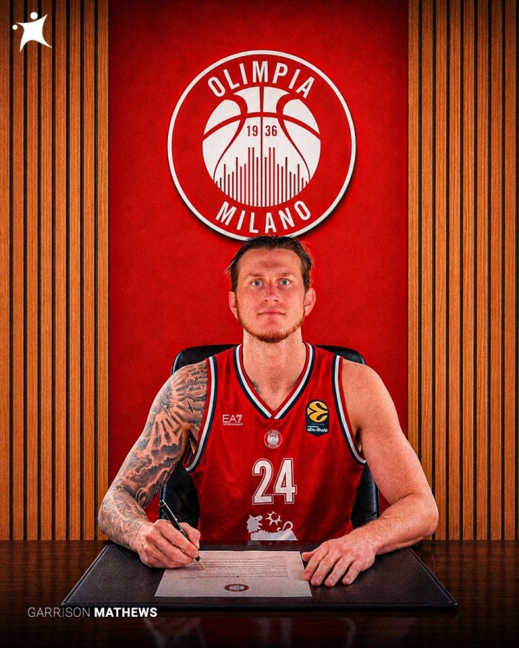 329场NBA经验后卫马修斯1+1合同加盟米兰奥林匹亚