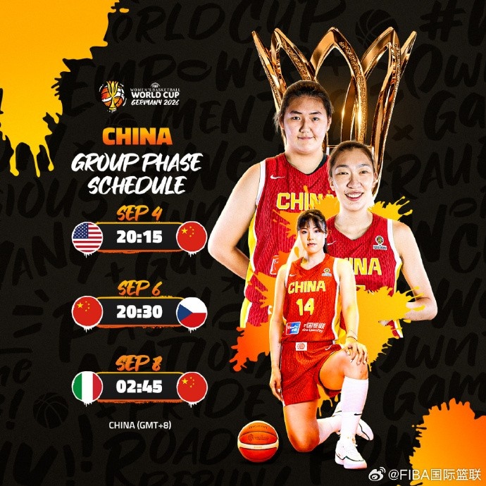 中国女篮世界杯D组赛程确定 9月4日首战美国